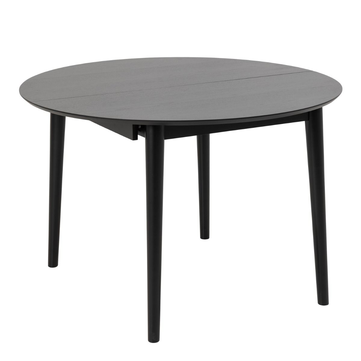 Montreux Round Extending Dining Table in Black 115-154cm includes 4 Cassandra Dining Chairs with Armrest in Black