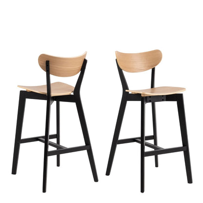 Roxby Bar Table includes 4 Roxby Bar Stool, Black and Oak