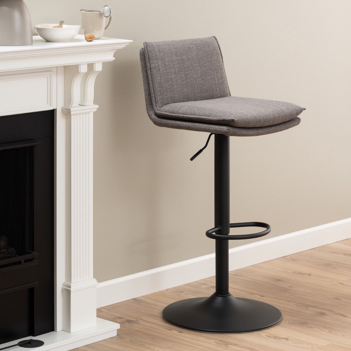 Flynn Swivel Bar Stool in Light Grey-Brown