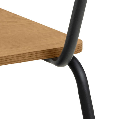 Peru Dining Table in Black and Oak 120x80cm includes 4 Peru Dining Chairs in Steel and Oak