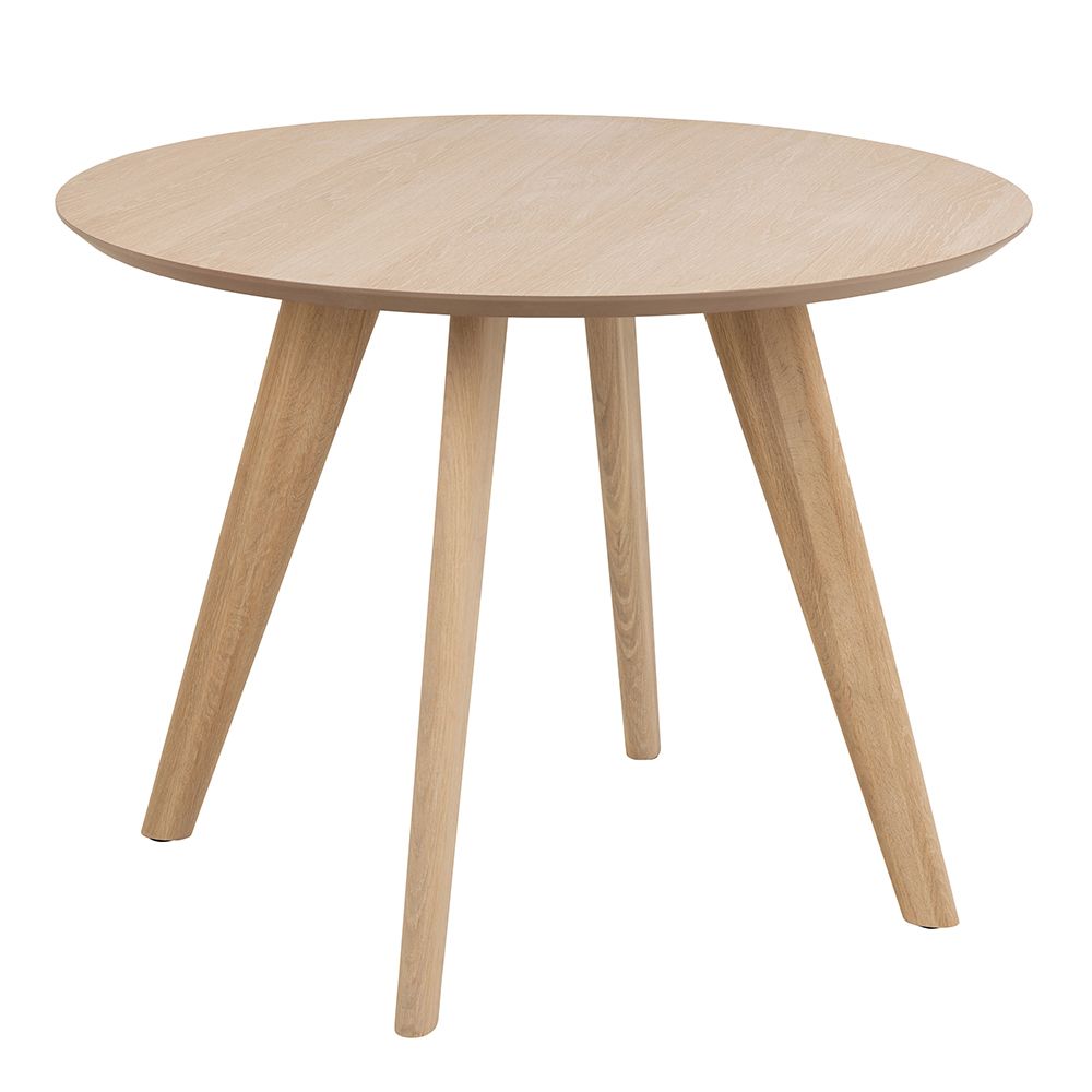 Townsville Round Dining Table in White and Oak 100x100cm
