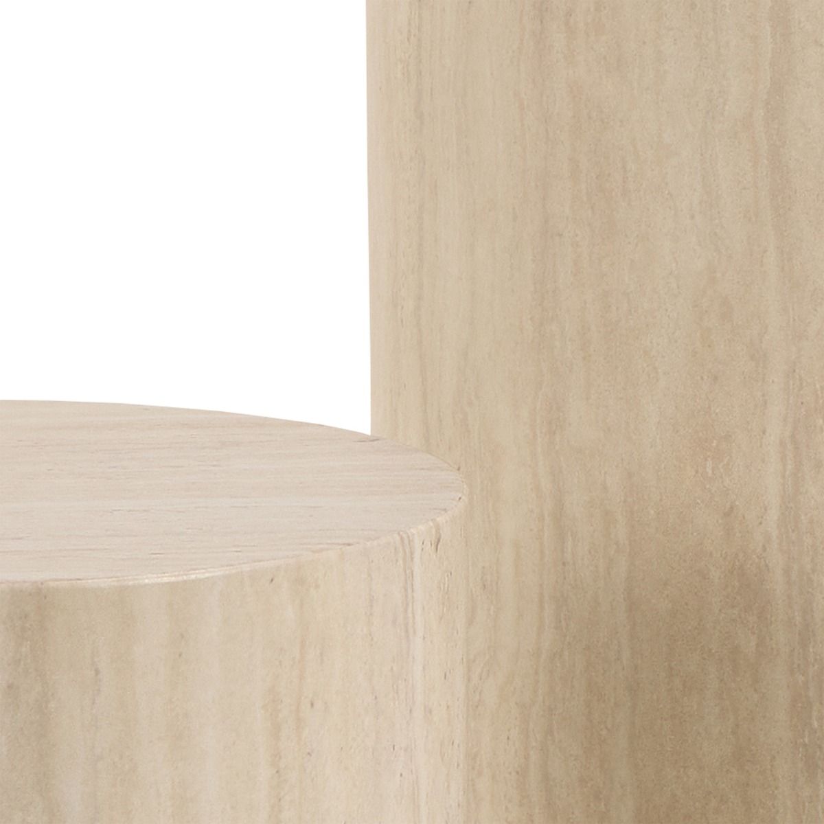 Dice Round Pedestal Set of 2 in Travertine Rough Paper