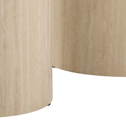 Dice Round Pedestal Set of 2 in Travertine Rough Paper
