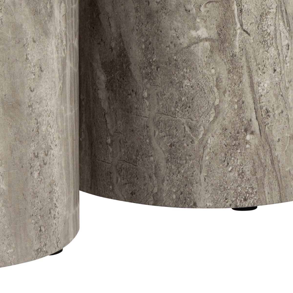 Dice Round Pedestal Set of 2 in Grey Marble and River Rough Paper