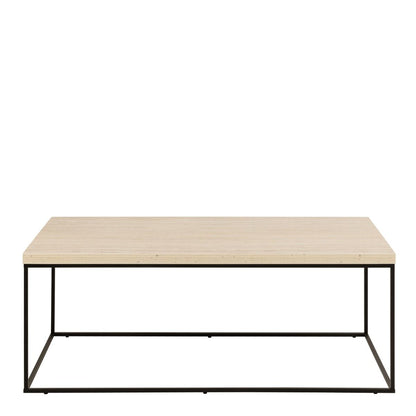 Barossa Coffee Table with Travertine Rough Paper Top & Black Powder Steel Base 110x55x45cm