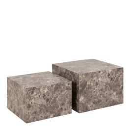 Dice Square Coffee Table Set in Light Brown Emperador