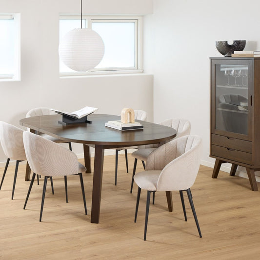 A-Line Round Extendable Dining Table in Smoked Oak 120/220