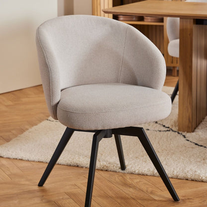 Darlene Dining Chair with Armrest and Swivel in Beige