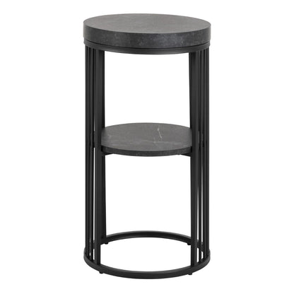 Strington Round Bedside Table 1 Shelf in Matt Black