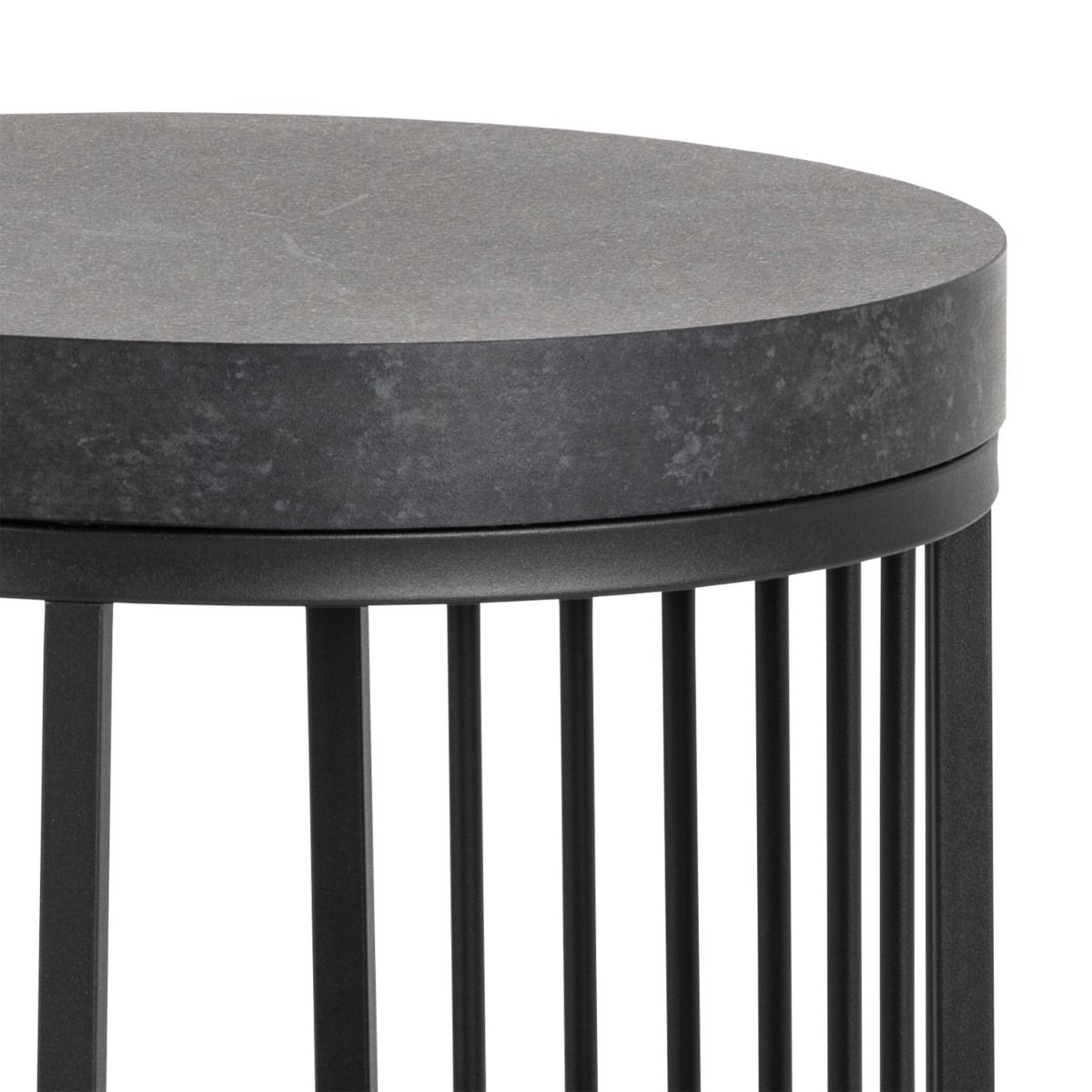 Strington Round Bedside Table 1 Shelf in Matt Black