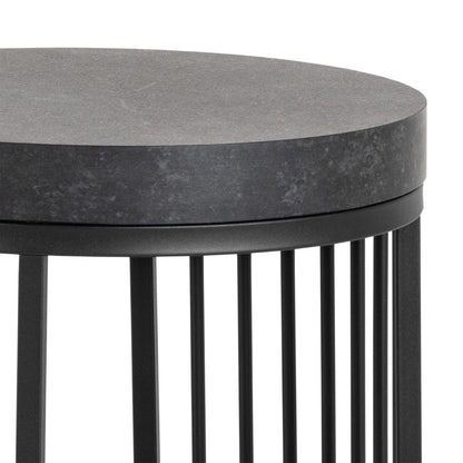 Strington Round Bedside Table 1 Shelf in Matt Black