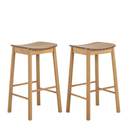 Barlow Bar Table in Matt Oak Includes 2 Barlow Bar Stool Without Back in Matt Oak