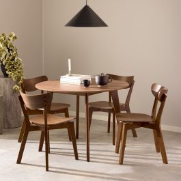 Roxby Round Dining Table in Walnut 105x105cm includes 4 Roxby Dining Chairs in Walnut
