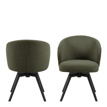 Darlene Dining Chair with Armrest and Swivel Function in Green