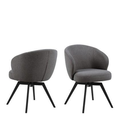 Darlene Dining Chair with Armrest and Swivel Function in Grey