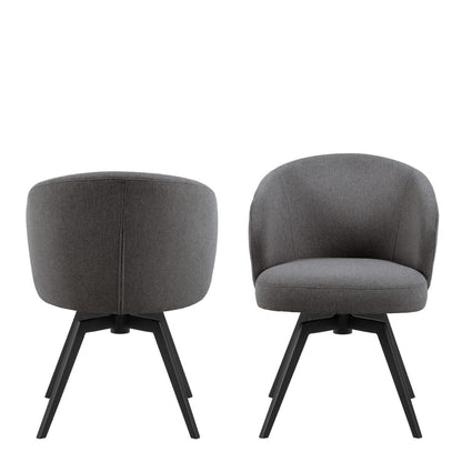 Darlene Dining Chair with Armrest and Swivel Function in Grey