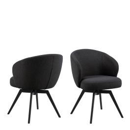 Darlene Dining Chair with Armrest and Swivel Function in Black