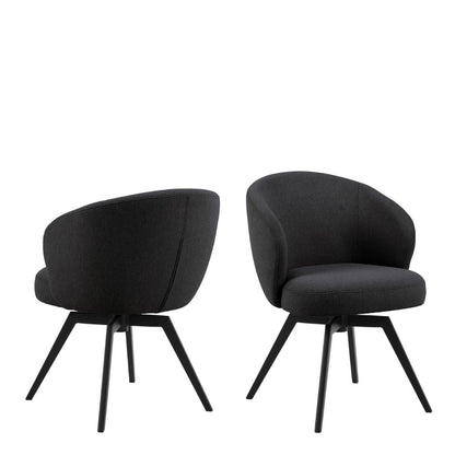 Darlene Dining Chair with Armrest and Swivel Function in Black