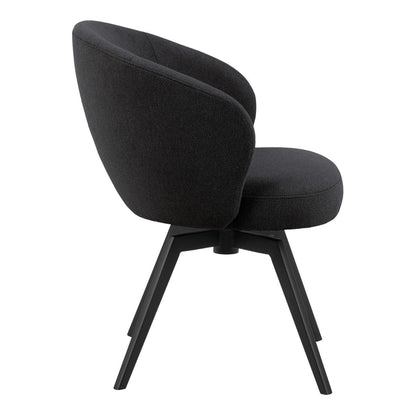 Darlene Dining Chair with Armrest and Swivel Function in Black