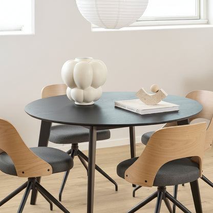 Roxby Round Dining Table in Matt Black 120x120cm