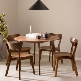 Roxby Round Dining Table in Walnut 120x120cm includes 4 Roxby Dining Chairs in Walnut