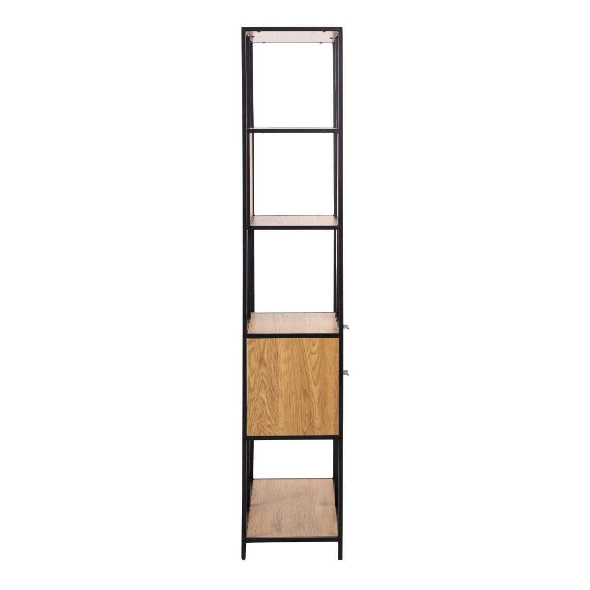 Seaford Tall Wild Oak Metal 2 Drawer Bookcase With 4 Shelves