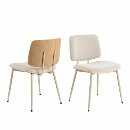Owen Dining Chair in Apia Fabric Beige Set of 2