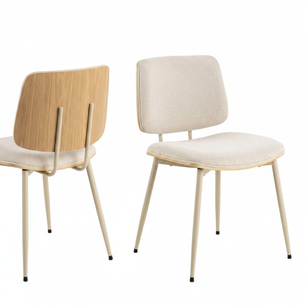 Owen Dining Chair in Apia Fabric Beige Set of 2