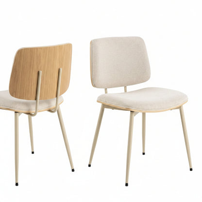 Owen Dining Chair in Apia Fabric Beige Set of 2