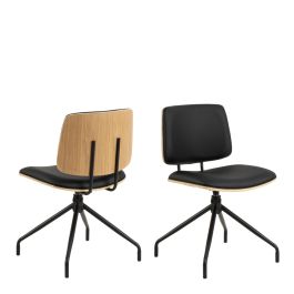 Owen Swivel Dining Chairs in Matt Black Set of 2