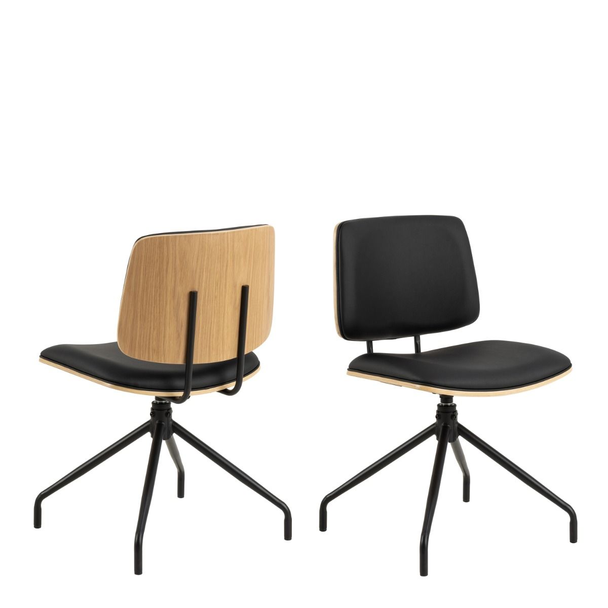 Owen Swivel Dining Chairs in Matt Black Set of 2