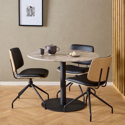 Owen Swivel Dining Chairs in Matt Black Set of 2