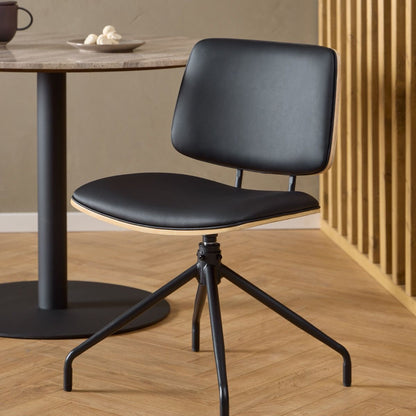 Owen Swivel Dining Chairs in Matt Black Set of 2