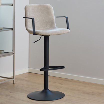 Pablo Swivel Beige Bar Stool With Adjustable Height Function Set of 2