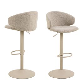 Ella Swivel Bar Stool Set of 2 in Beige
