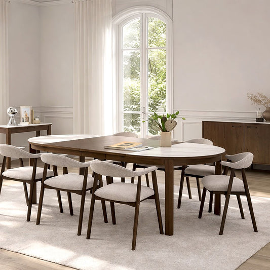 Southampton Round Extendable Dining Table in Cream Ceramic 220x120cm