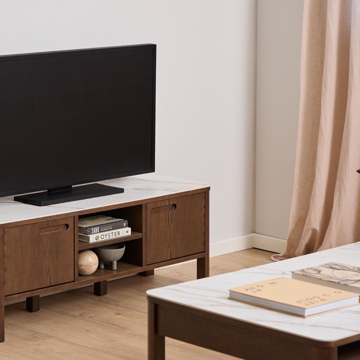 Southampton Rectangular Coffee Table 1 Drawer 1 Shelf  in Cream Ceramic