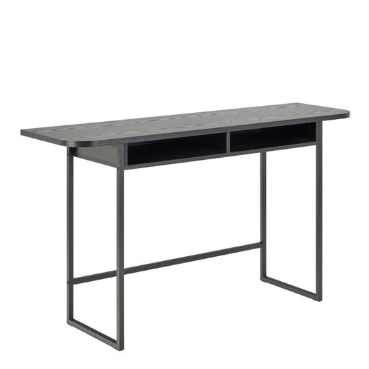 Darlington Console Table With Open Shelf and Oak Top in Black