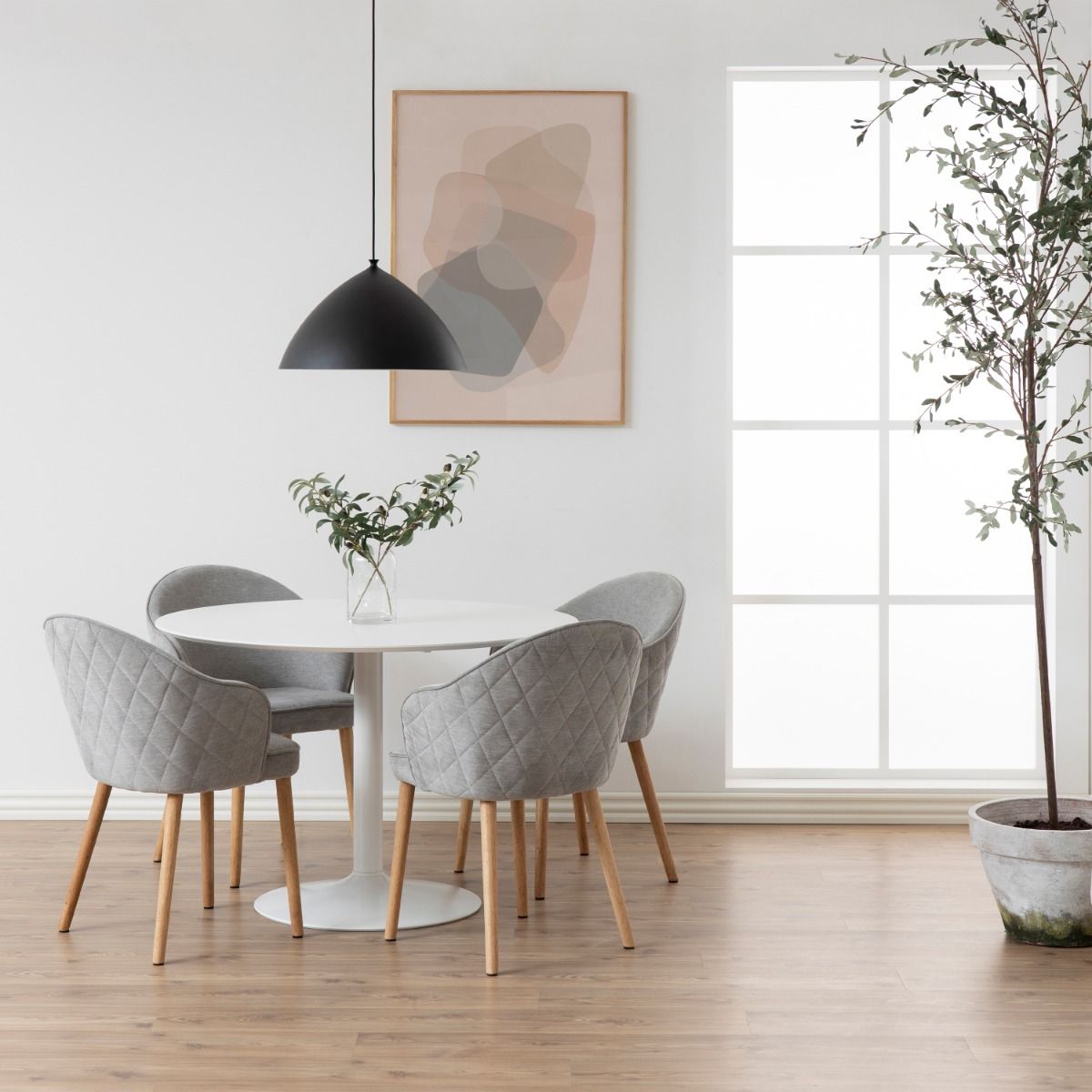 Ibiza Round Dining Table with White Top and White Base 110x74cm