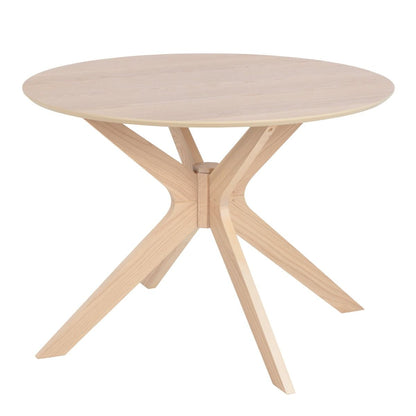 I_Duncan Round Dining Table in White Oak 105x105cm includes 4 Cassandra Dining Chairs with Armrest in White Oak