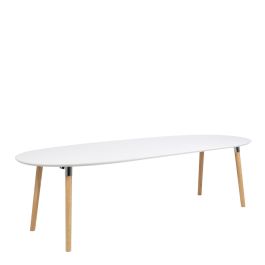 Belina Oval Dining Table in White and Oak