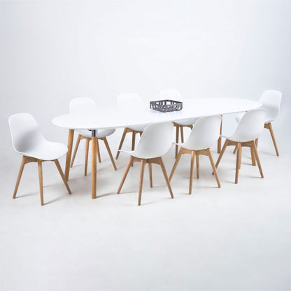 Belina Oval Dining Table in White and Oak