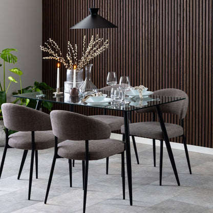 Wilma Dining Table with Glass Top 140x80cm