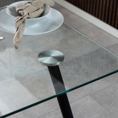 Wilma Dining Table with Glass Top 140x80cm