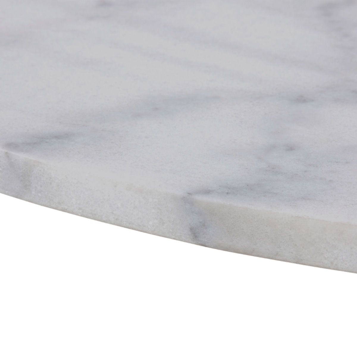 Tarifa Round Dining Table with White Polished Marble Top and Black Base 110x110cm