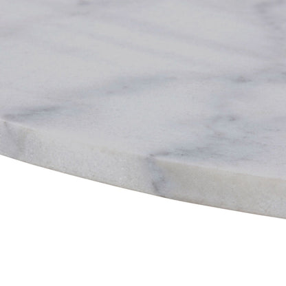 Tarifa Round Dining Table with White Polished Marble Top and Black Base 110x110cm