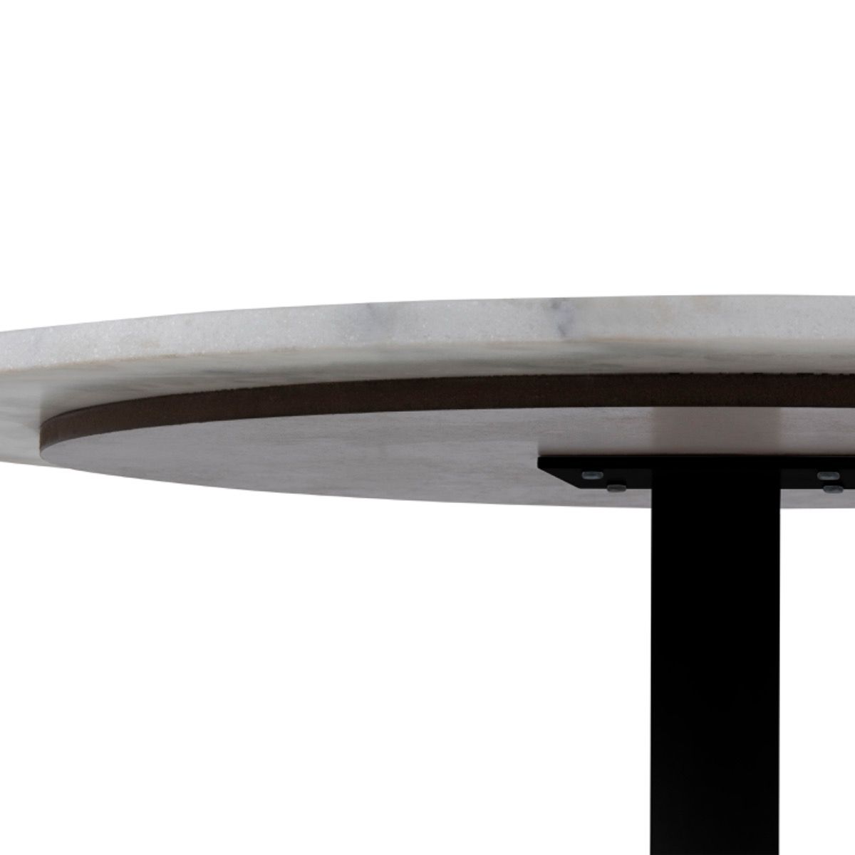 Tarifa Round Dining Table with White Polished Marble Top and Black Base 110x110cm