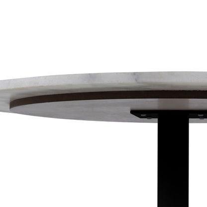 Tarifa Round Dining Table with White Polished Marble Top and Black Base 110x110cm