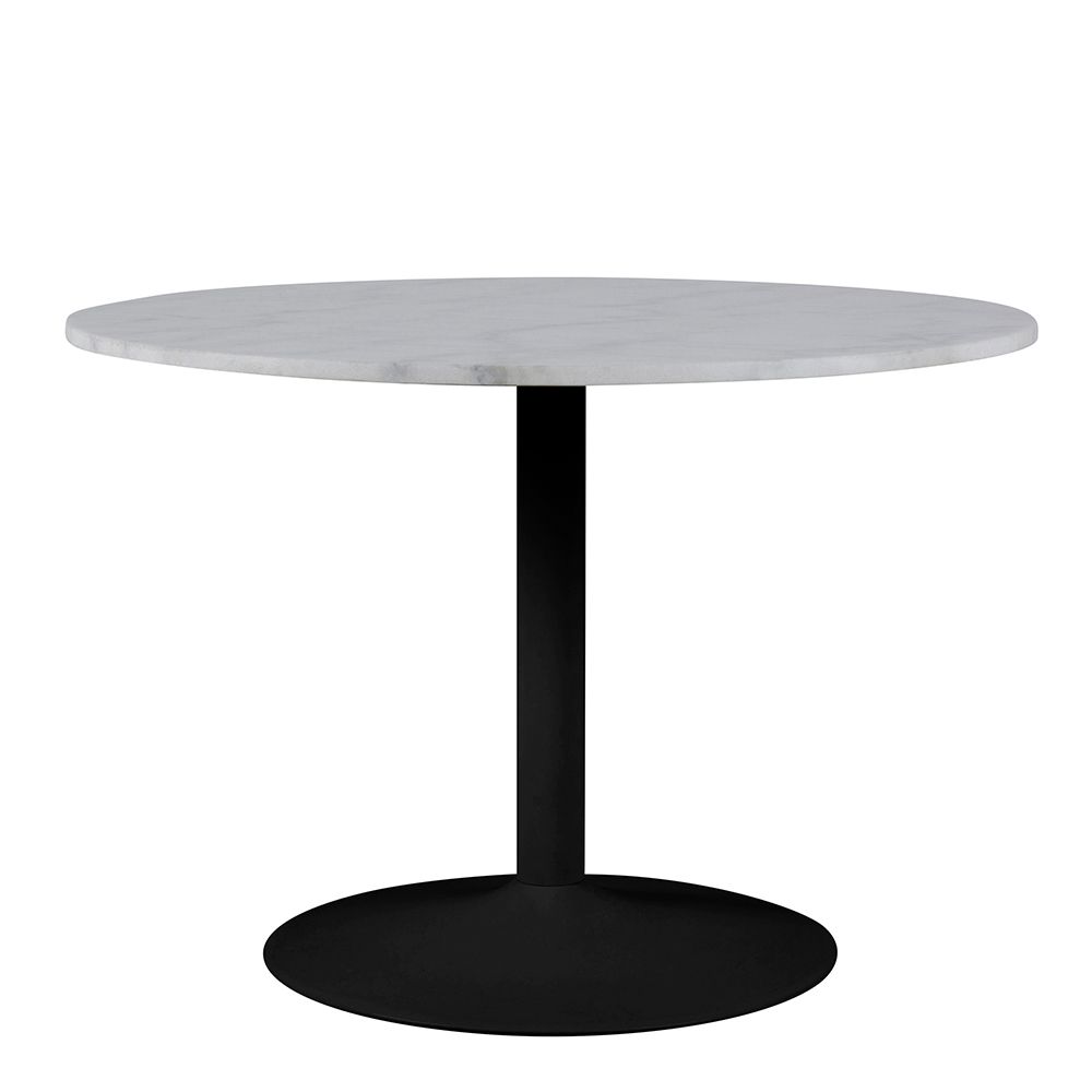 Tarifa Round Dining Table with White Polished Marble Top and Black Base 110x110cm