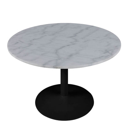 Tarifa Round Dining Table with White Polished Marble Top and Black Base 110x110cm